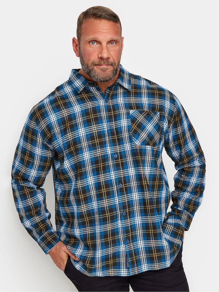 BadRhino Big & Tall Blue Brushed 100% Cotton Check Shirt - Image 2 of 4