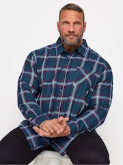 BadRhino Big & Tall Navy Blue Brushed 100% Cotton Check Shirt - Image 1 of 3