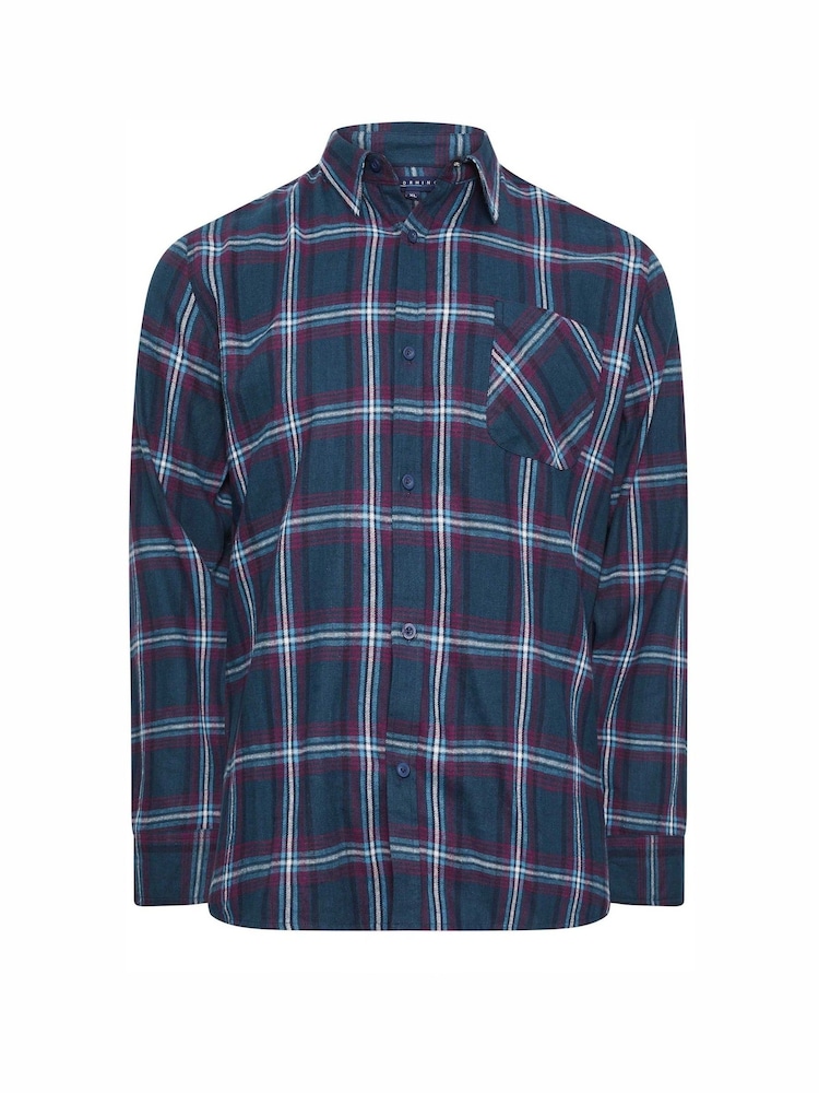 BadRhino Big & Tall Navy Blue Brushed 100% Cotton Check Shirt - Image 2 of 3