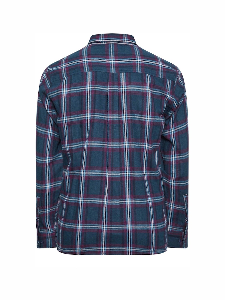 BadRhino Big & Tall Navy Blue Brushed 100% Cotton Check Shirt - Image 3 of 3