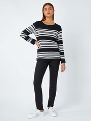 Roman Black Stripe Print Stretch Knit Jumper - Image 2 of 5