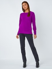 Roman Purple Dark Plain Soft Crew Neck Jumper - Image 2 of 5