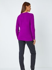 Roman Purple Dark Plain Soft Crew Neck Jumper - Image 3 of 5