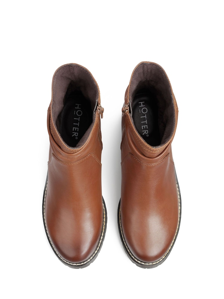 Hotter Brown Chrom Brooke Zip Fastening Regular Fit Boots - Image 4 of 4