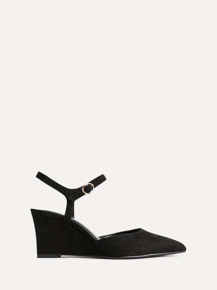 Linzi Black Enhanced Wedge Heeled Court Shoes - Image 2 of 5 Linzi Black Enhanced Wedge Heeled Court Shoes - Image 2 of 5