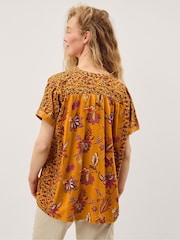 Monsoon Orange Zainab Floral Print Jersey Top - Image 2 of 3