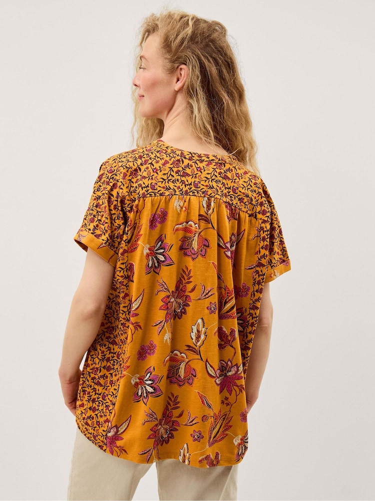 Monsoon Orange Zainab Floral Print Jersey Top - Image 2 of 3 Monsoon Orange Zainab Floral Print Jersey Top - Image 2 of 3