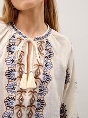 Monsoon Cream Zoey Embroidered Tunic Top - Image 3 of 4