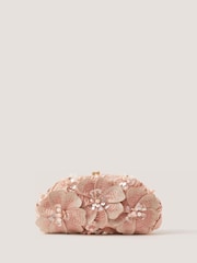 Monsoon Pink Floral Embellished Clutch Bag - Image 1 of 2