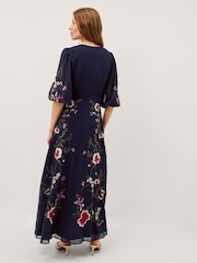 Monsoon Blue Emi Floral Embroidered Maxi Dress - Image 3 of 4