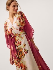Monsoon Cream Parrie Floral Midi Wrap Dress - Image 4 of 5