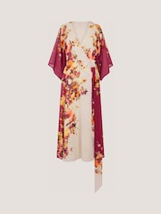 Monsoon Cream Parrie Floral Midi Wrap Dress - Image 5 of 5