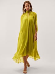 Monsoon Green Amelia Scarf Neck Cape Midi Dress - Image 1 of 5