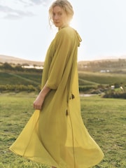 Monsoon Green Amelia Scarf Neck Cape Midi Dress - Image 3 of 5