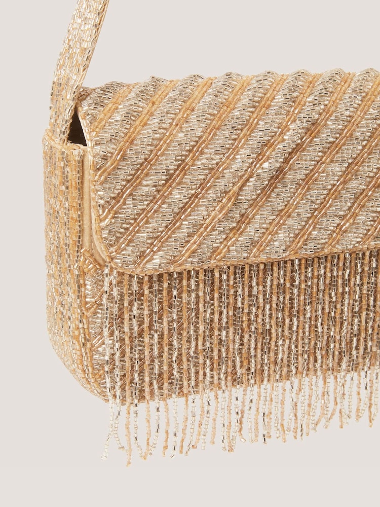Monsoon Gold Fern Beaded Tassel Shoulder Bag - Image 2 of 2 Monsoon Gold Fern Beaded Tassel Shoulder Bag - Image 2 of 2