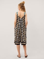 Monsoon Black Leila Woodblock Print Culotte Jumpsuit - Image 2 of 3