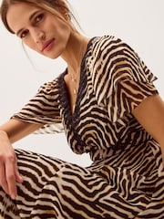 Monsoon Brown Annie Animal Print Midi Dress - Image 3 of 5