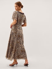 Monsoon Brown Annie Animal Print Midi Dress - Image 4 of 5