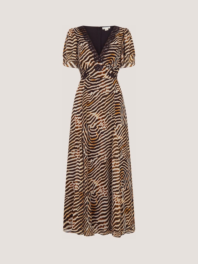 Monsoon Brown Annie Animal Print Midi Dress - Image 5 of 5 Monsoon Brown Annie Animal Print Midi Dress - Image 5 of 5