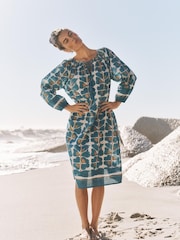 Monsoon Blue Leila Print Midi Beach Dress - Image 1 of 5