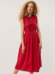 Monsoon Pink Bea Sleeveless Gingham Midi Dress - Image 1 of 4