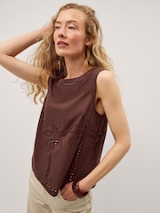 Monsoon Brown Eden Palm Cutwork Tank Top - Image 1 of 3