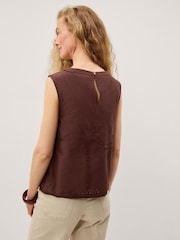 Monsoon Brown Eden Palm Cutwork Tank Top - Image 2 of 3
