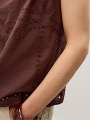 Monsoon Brown Eden Palm Cutwork Tank Top - Image 3 of 3
