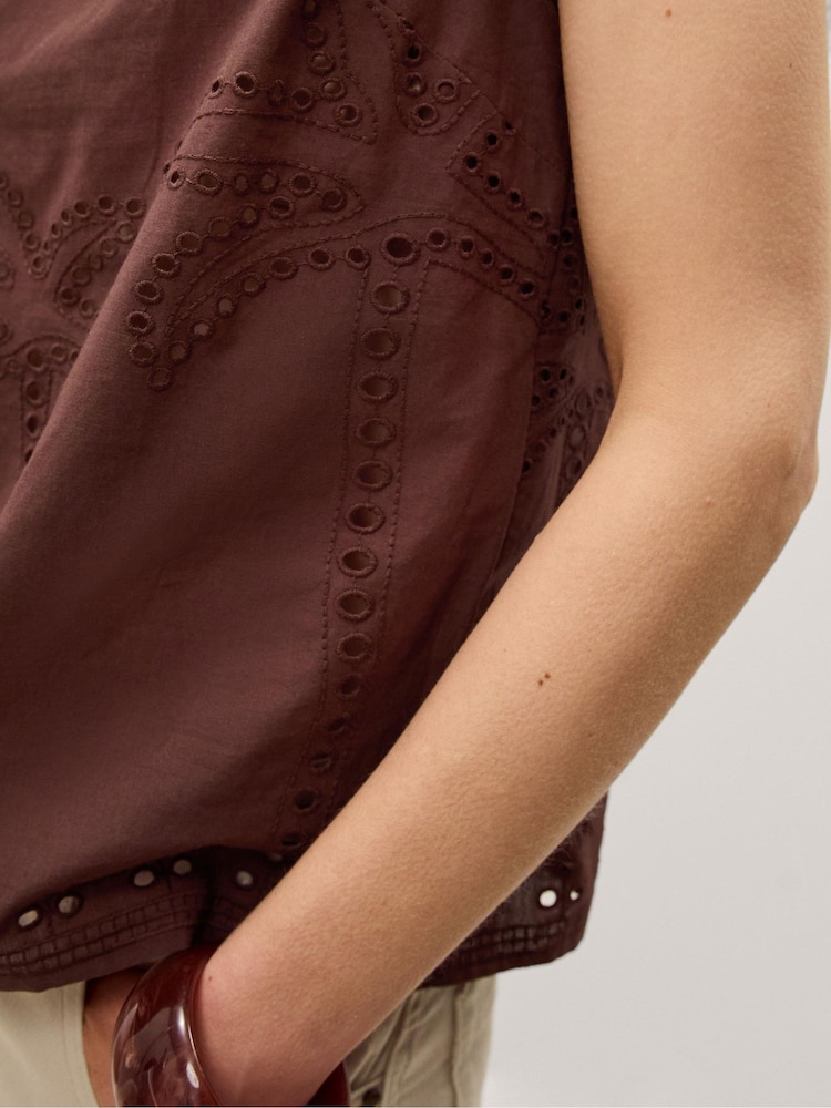 Monsoon Brown Eden Palm Cutwork Tank Top - Image 3 of 3 Monsoon Brown Eden Palm Cutwork Tank Top - Image 3 of 3