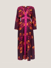 Monsoon Red Koa Long Sleeve Floral Midi Dress - Image 5 of 5