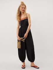 Monsoon Black Matilda Embroidered Balloon Leg Jumpsuit - Image 1 of 3