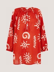 Monsoon Orange Mafalda Sun Print Mini Kaftan - Image 5 of 5