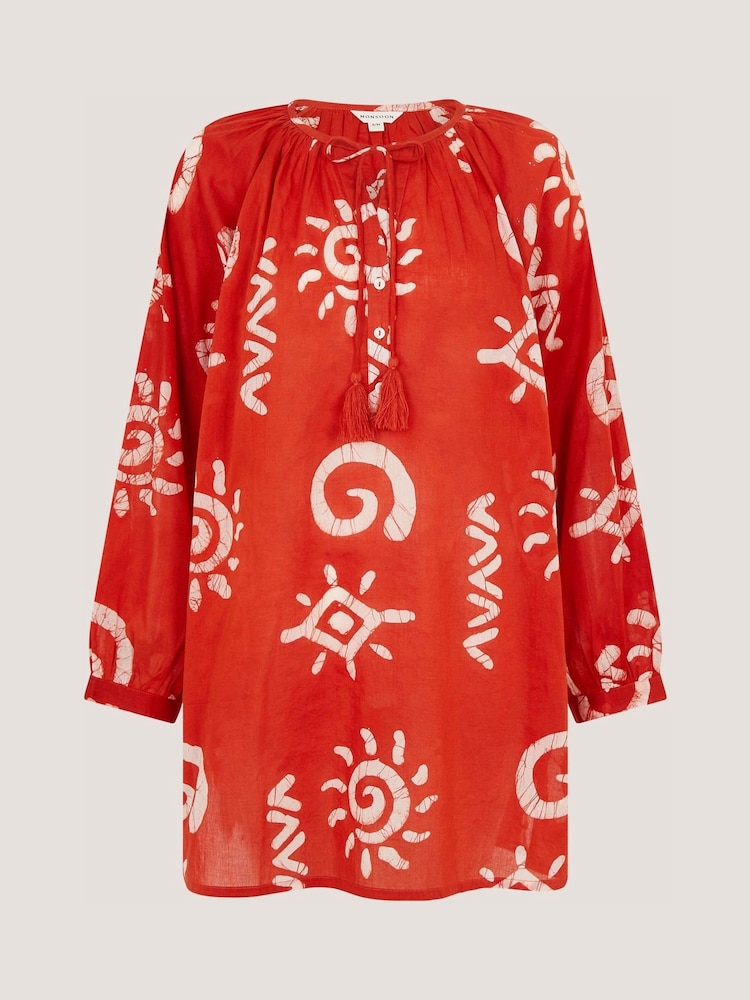 Monsoon Orange Mafalda Sun Print Mini Kaftan - Image 5 of 5