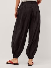 Monsoon Black Nora Textured Cotton Balloon Trousers - Image 2 of 4