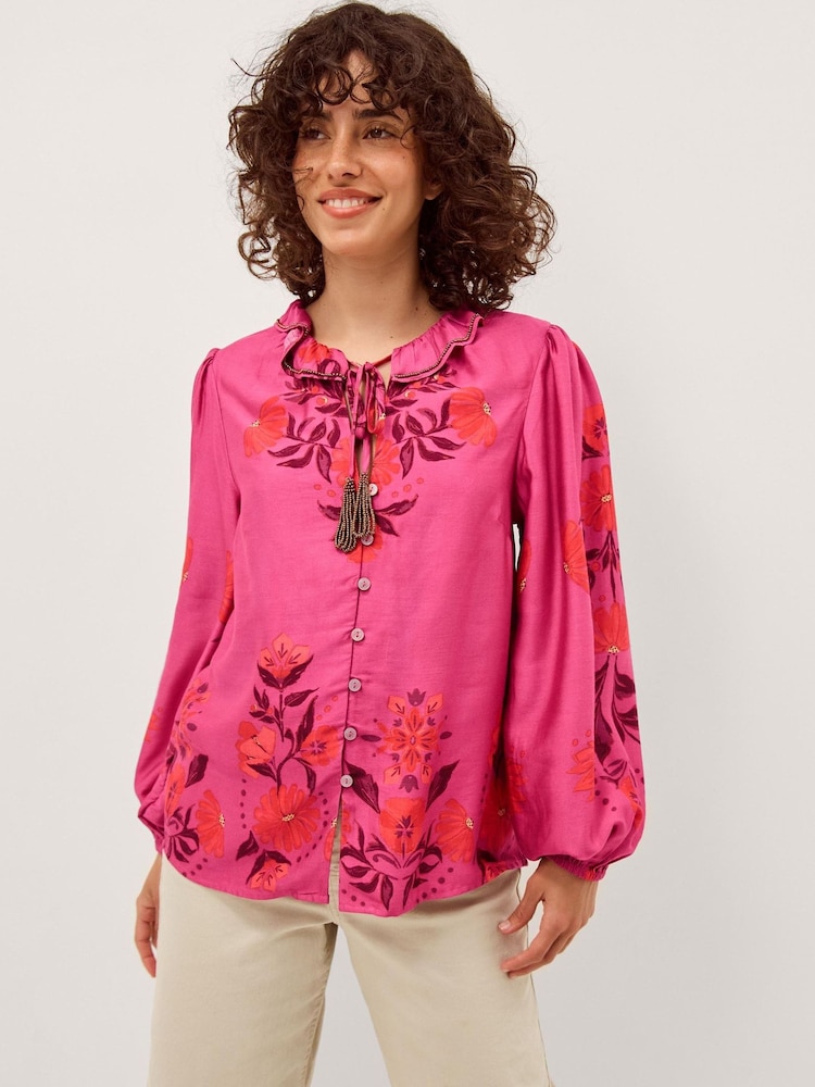 Monsoon Pink Koa Floral Print Blouse - Image 1 of 4 Monsoon Pink Koa Floral Print Blouse - Image 1 of 4