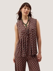 Monsoon Brown Magdalena Geometric Jersey Top - Image 1 of 3