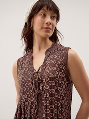 Monsoon Brown Magdalena Geometric Jersey Top - Image 2 of 3