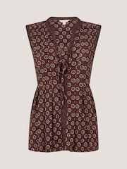 Monsoon Brown Magdalena Geometric Jersey Top - Image 3 of 3