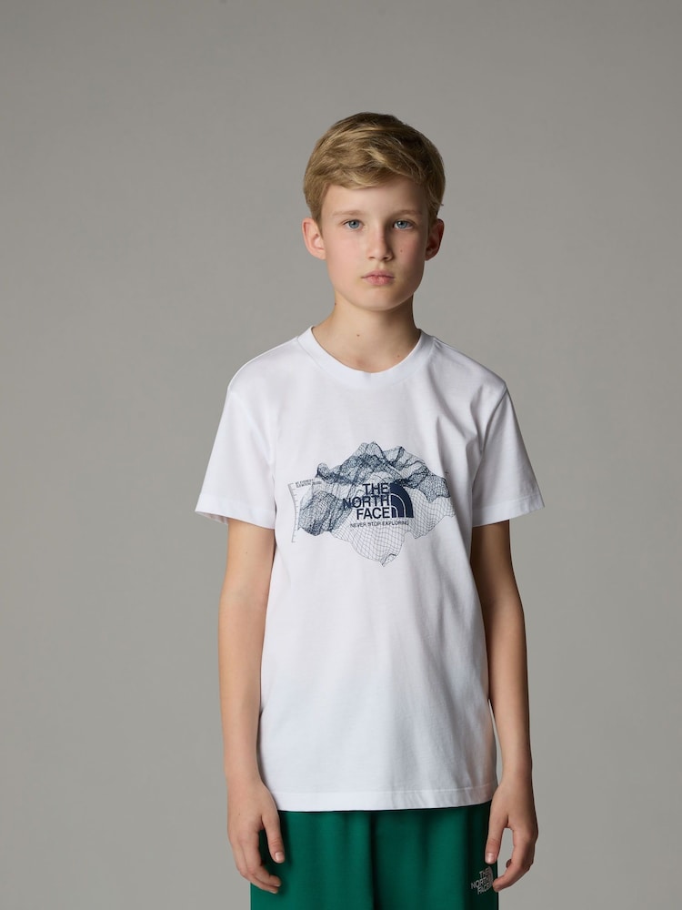The North Face White Boys Topographic 100% Cotton T-Shirt - Image 1 of 3