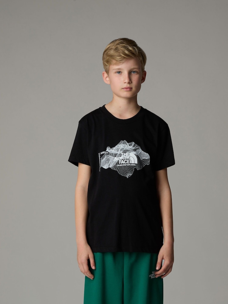 The North Face Black Boys Topographic 100% Cotton T-Shirt - Image 1 of 3