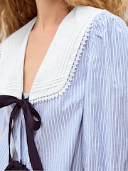 Monsoon Blue Xenia Tie Front Stripe Blouse - Image 2 of 4