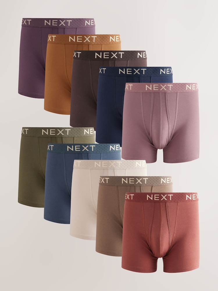 Blue/Neutral/Purple 10 pack A-Front Boxers - Image 1 of 14