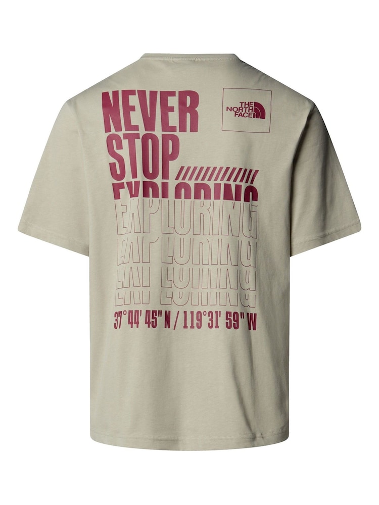 The North Face Grey Mens Coordinates Print 100% Cotton T-Shirt - Image 5 of 5 The North Face Grey Mens Coordinates Print 100% Cotton T-Shirt - Image 5 of 5