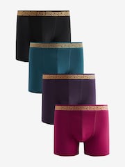 Rich Black/Purple/Blue Cotton Rich Boxers  4 Pack - Image 1 of 6