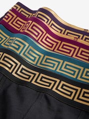 Rich Black/Purple/Blue Cotton Rich Boxers  4 Pack - Image 6 of 6