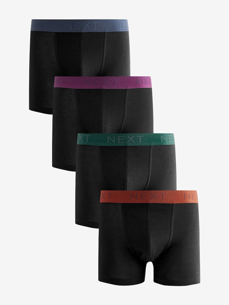 Black Bamboo Rich Colour Waistband Signature Trunk Boxers - Image 1 of 3