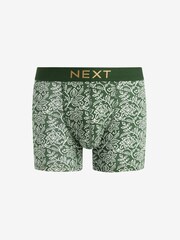 Blue Green Floral Pattern 4 pack Cotton Rich Trunk Boxers 4 Pack - Image 5 of 7