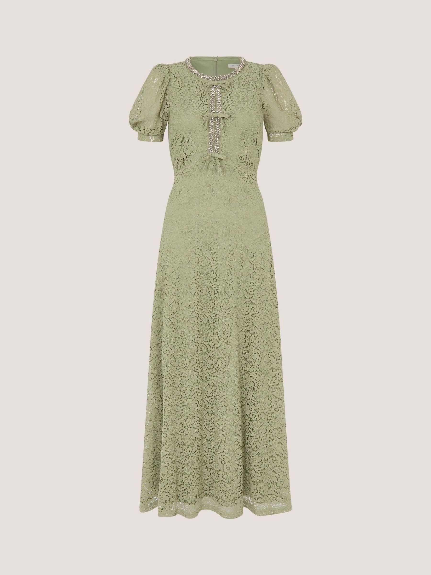 Buy Monsoon Green Celina Puff Sleeve Lace Midi Dress from Next USA