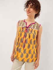 Monsoon Yellow Magdalena Sleeveless Paisley Top - Image 1 of 4