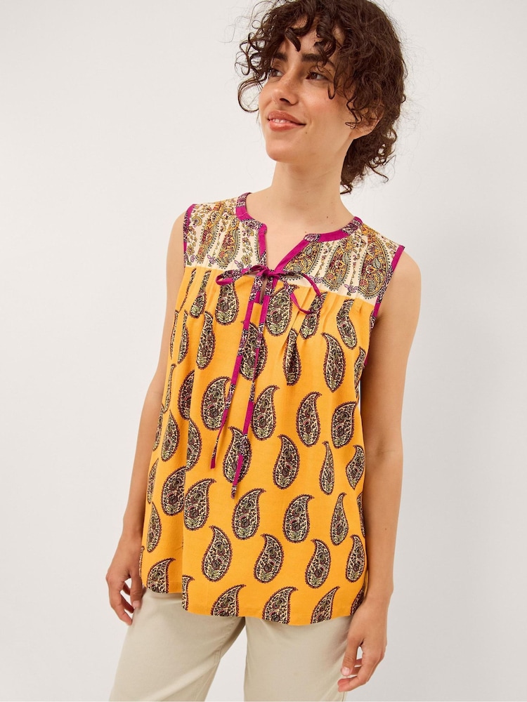 Monsoon Yellow Magdalena Sleeveless Paisley Top - Image 1 of 4 Monsoon Yellow Magdalena Sleeveless Paisley Top - Image 1 of 4